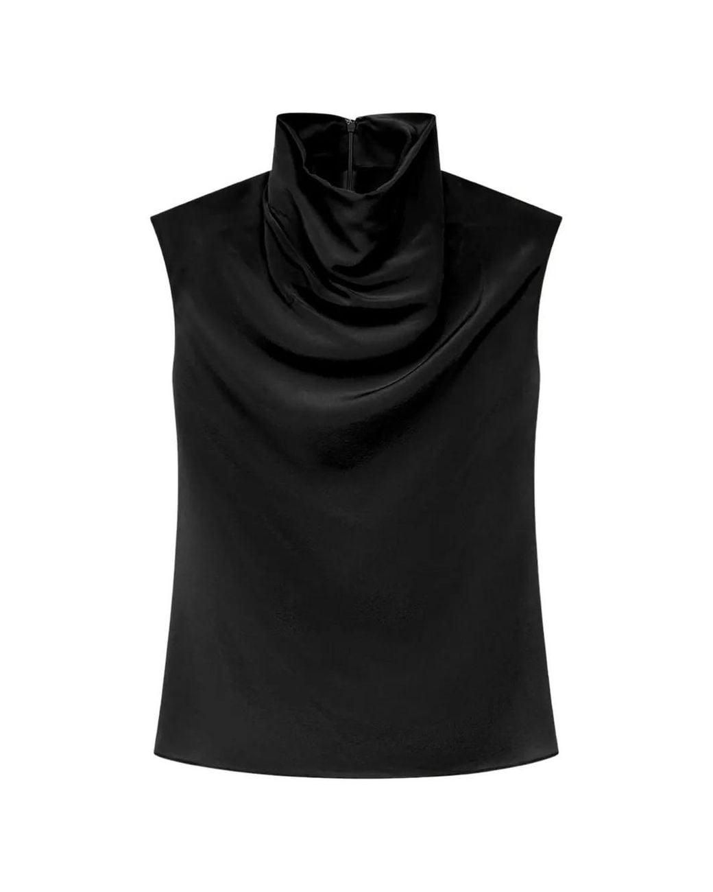 Another Tomorrow Black Cowl-Neck Draped Top