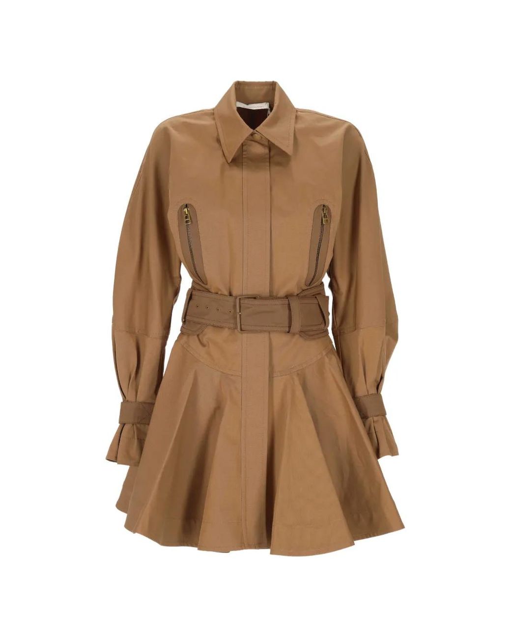 Zimmermann Brown Belted Zip-Pocket Mini Dress