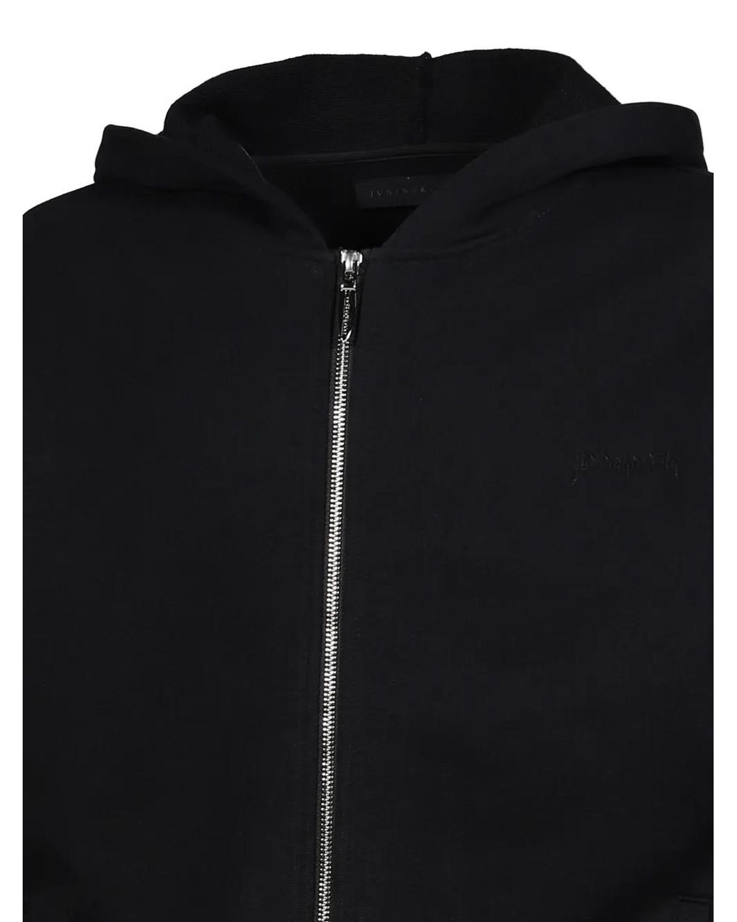 JUN/NAKAYAMA Black Logo-Embroidered Zip-Up Hoodie for men