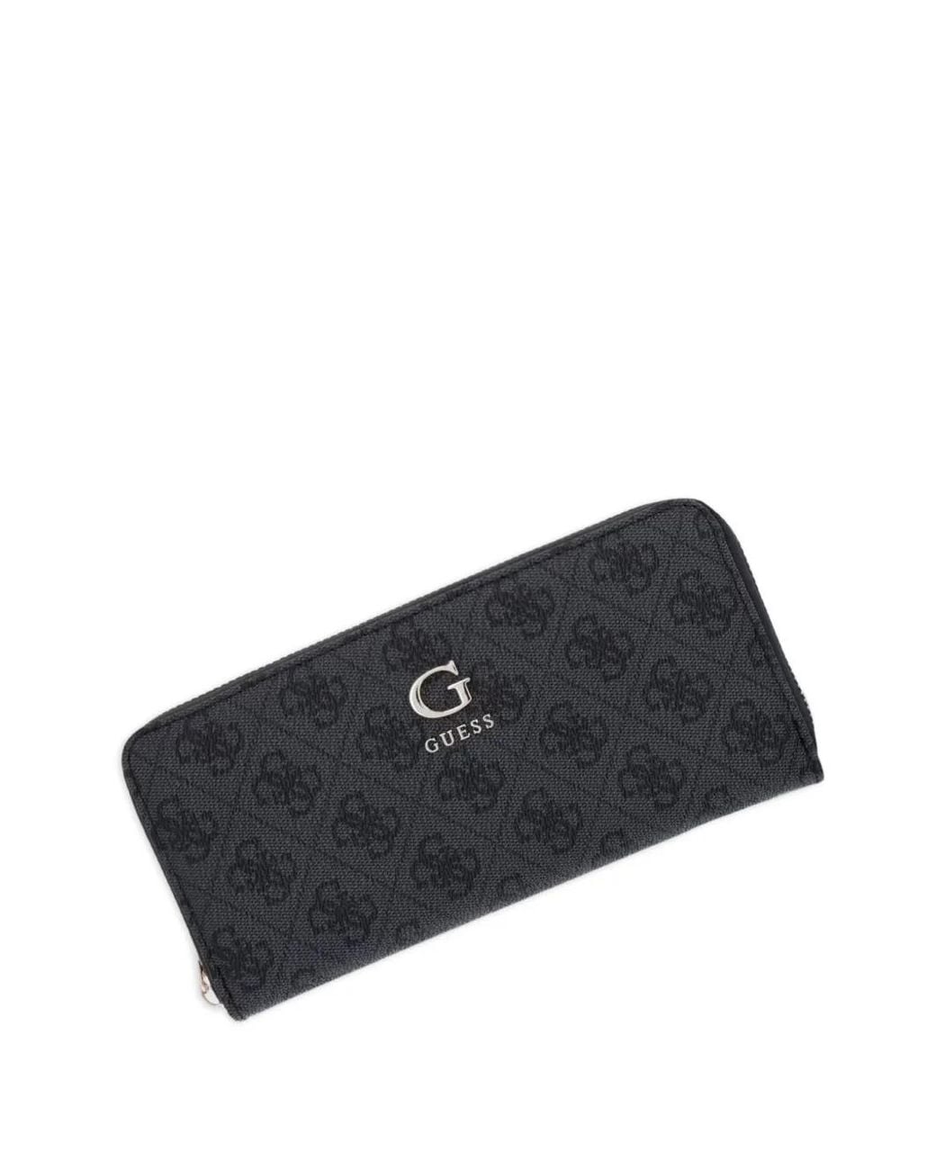 Guess Black Monogram-Print Logo-Plaque Wallet