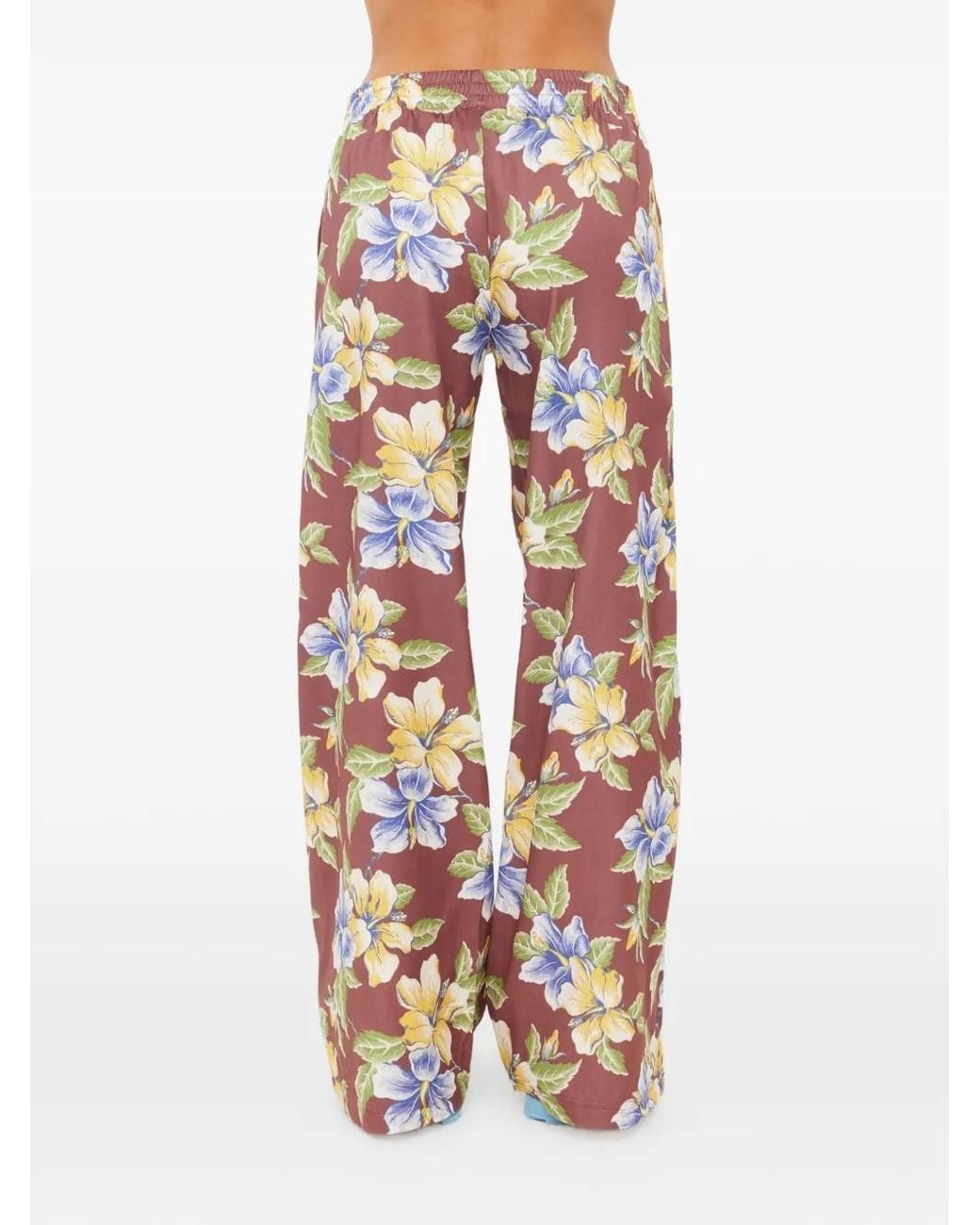 The Upside White Isla Juliet Floral-Print Side-Stripe Track Pants