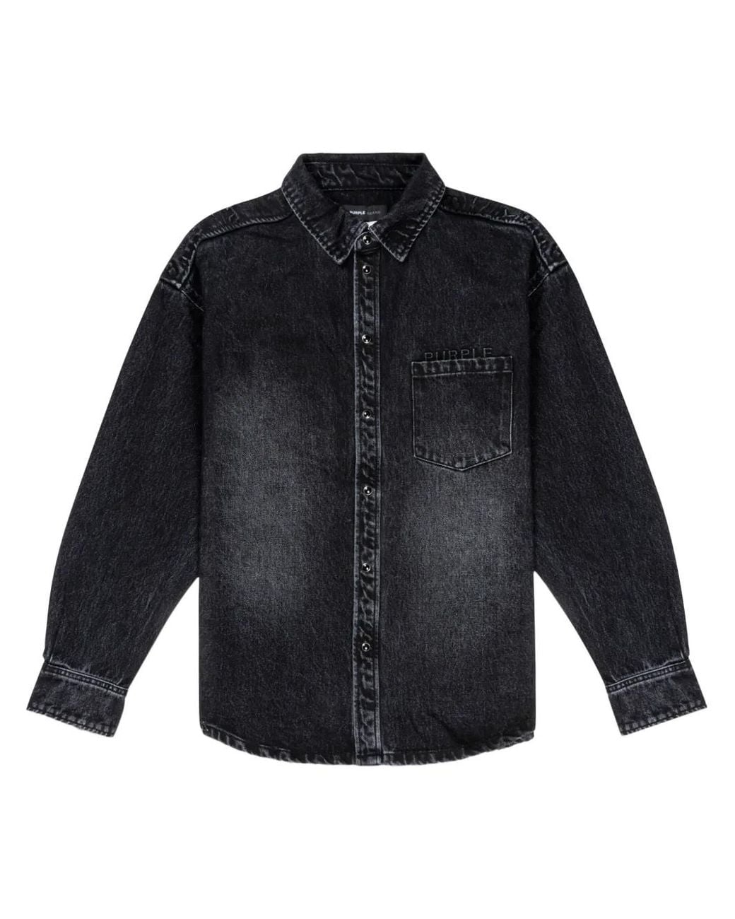 Purple Brand Blue Long-Sleeve Denim Shirt for men