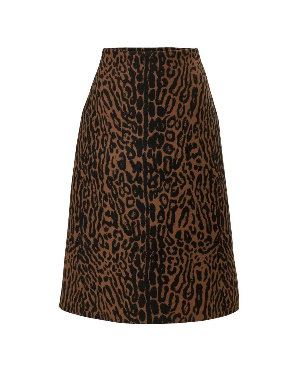 Carolina Herrera Black Jupe Mi-Longue Évasée À Motif Léopard En Jacquard
