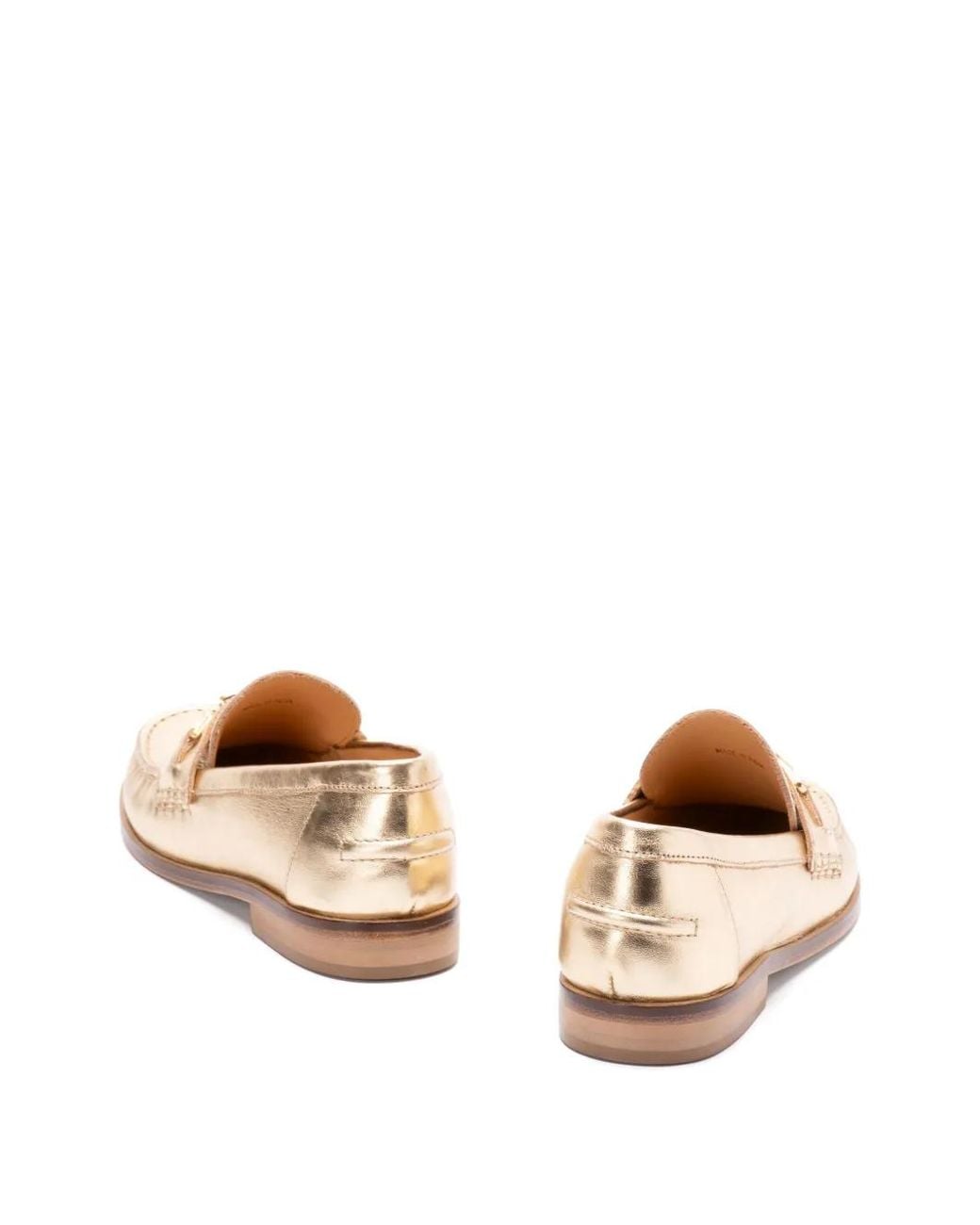 Twinset Natural Metallic-Leather Loafers