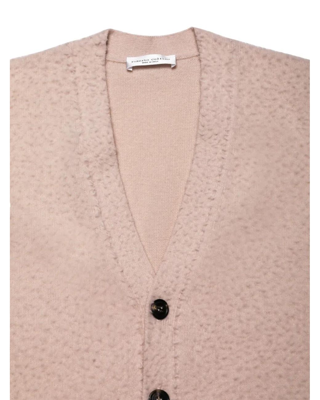 Roberto Collina Natural Bouclé-Knit Button-Up Cardigan for men