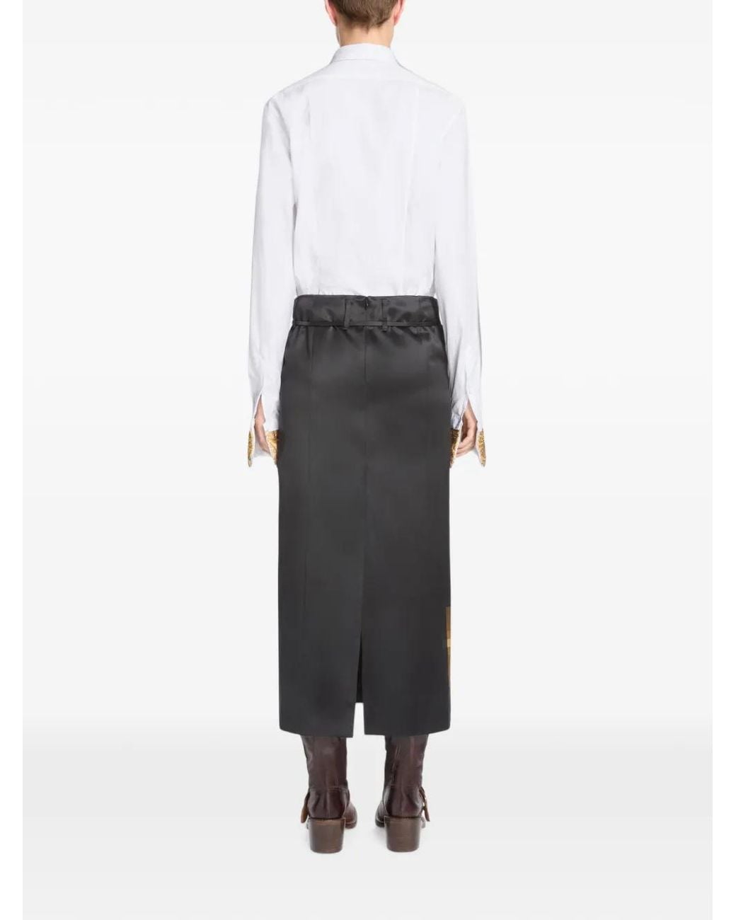 Dries Van Noten Black Long Printed Skirt