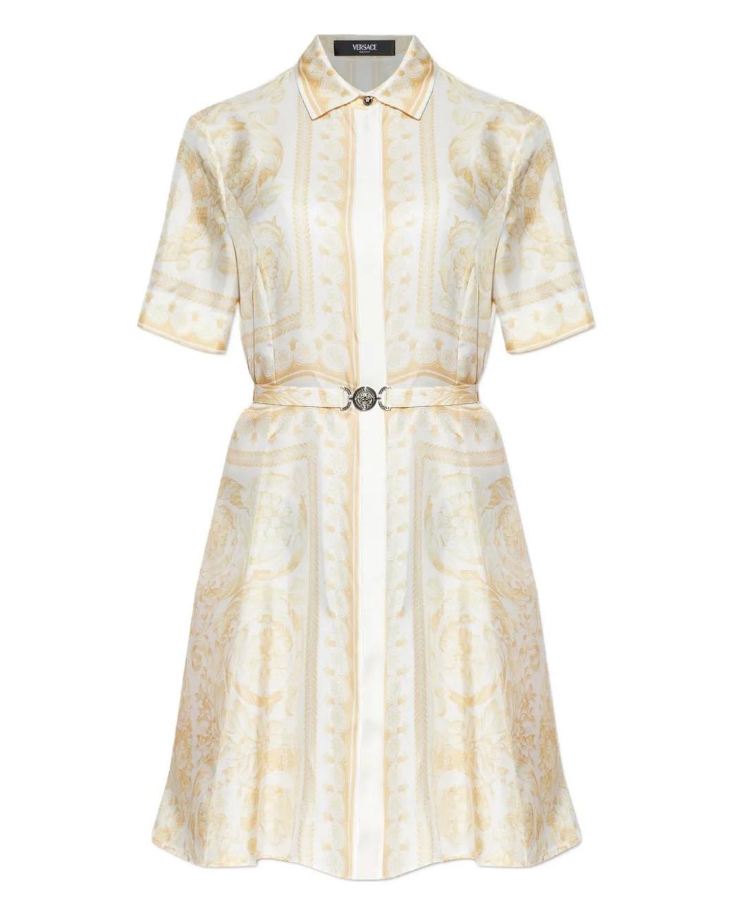 Versace Natural Silk Dress With A Belt