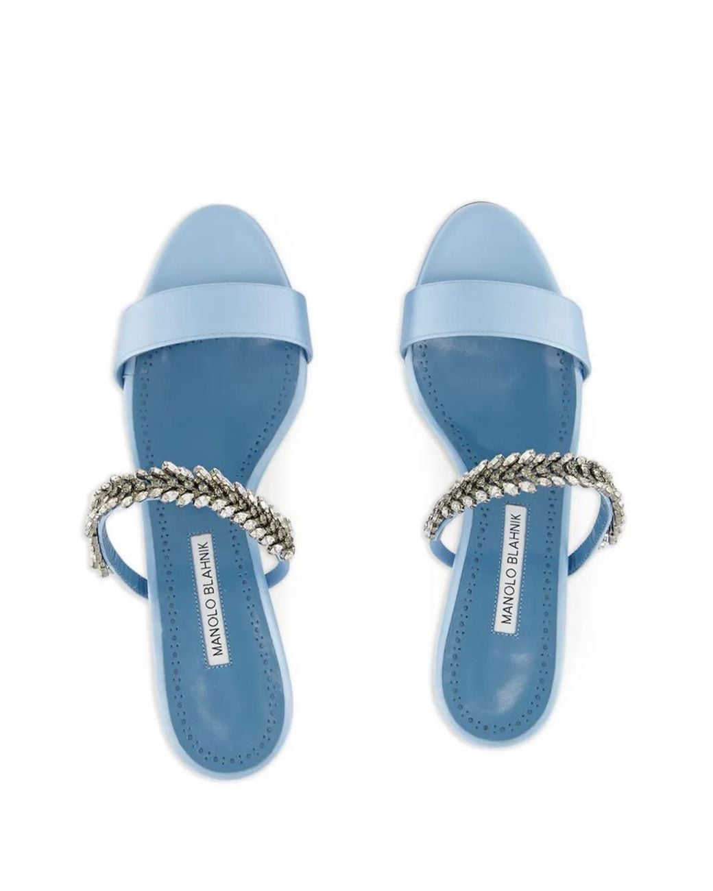 Manolo Blahnik Blue 50Mm Kifasan Crystal-Embellished Satin Sandals