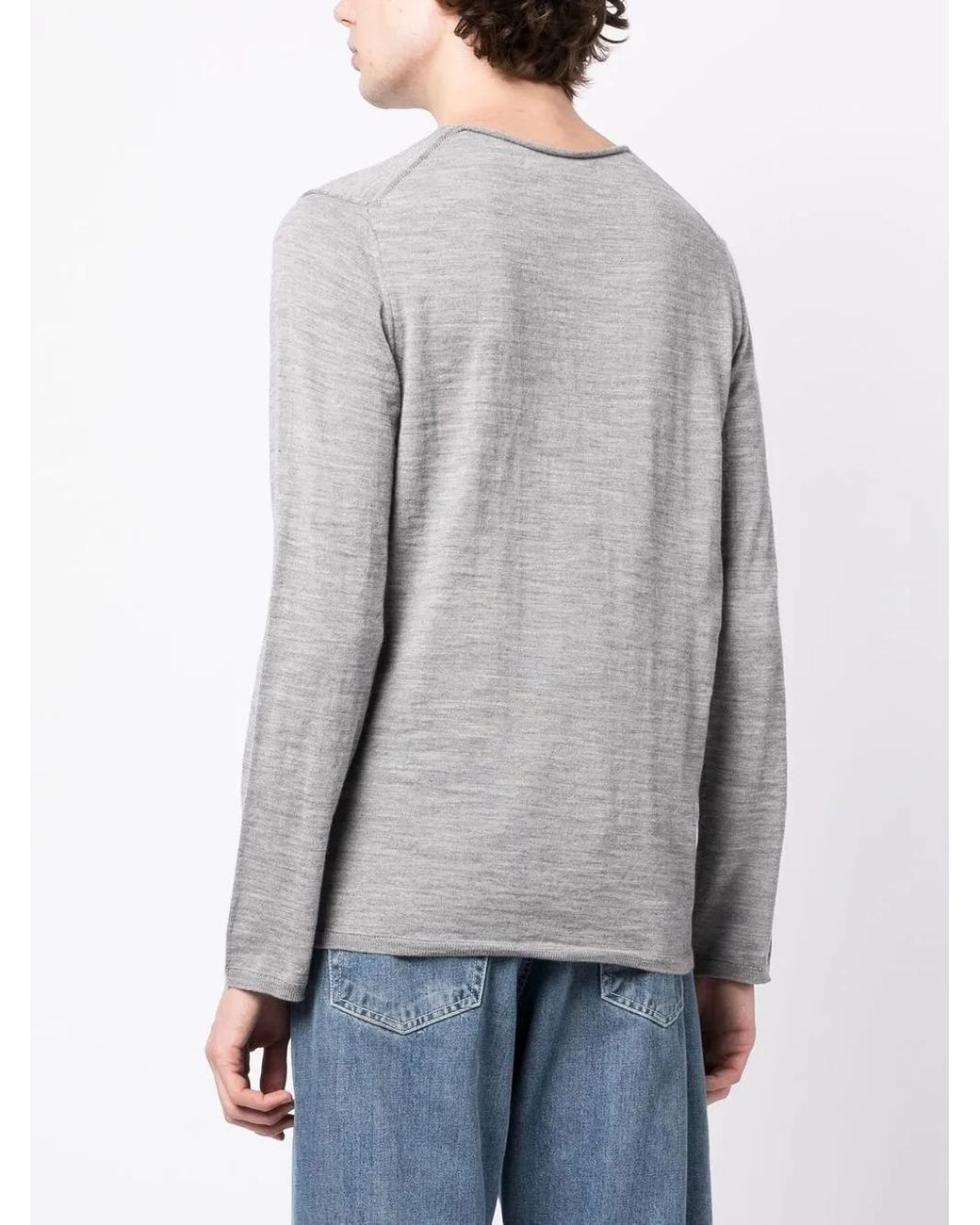 Comme des Garçons Gray Graphic-Print Fine-Knit Jumper for men