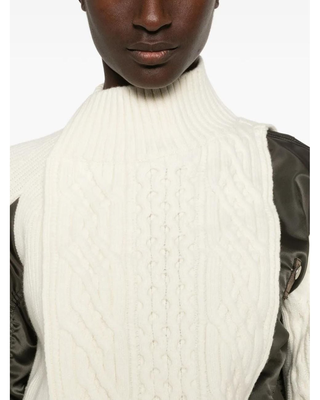 Sacai Natural Hybrid Cable-Knit Jacket