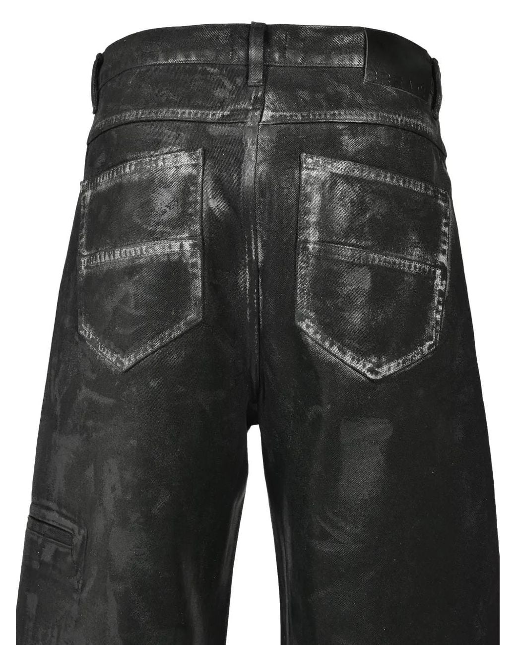 BREATH Black Coated Distressed Jeans for men