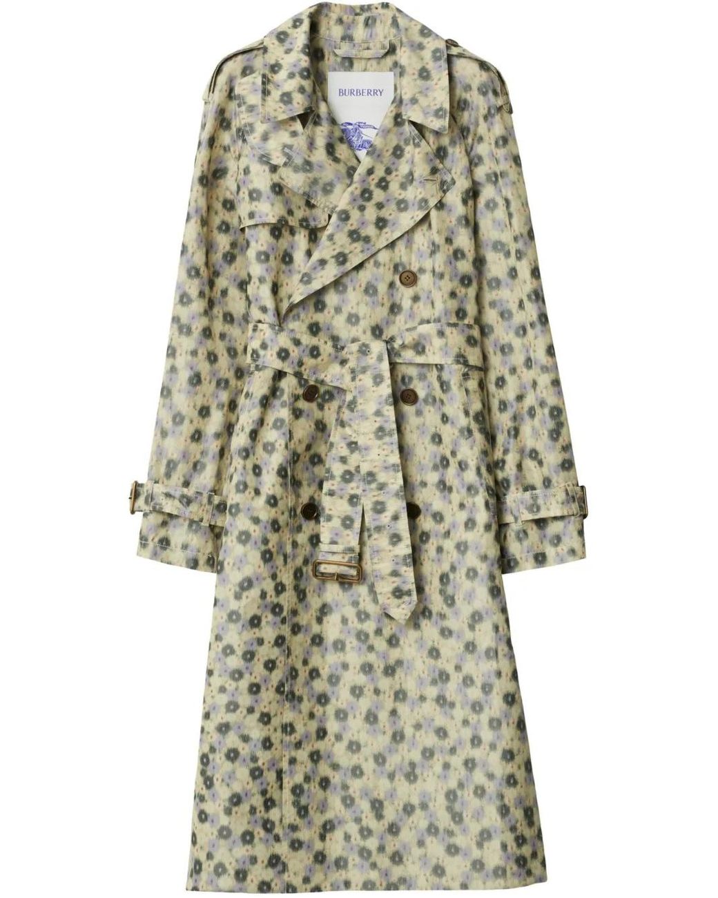 Burberry White Long Daisy-Print Trench Coat