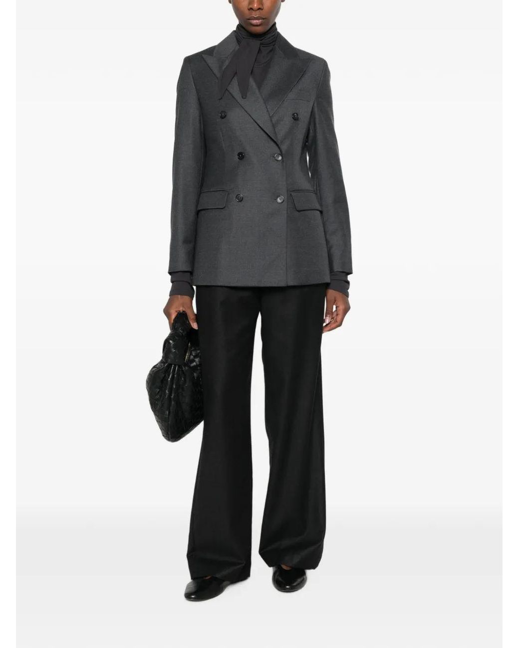 Barena Gray Double-Breasted Peaked-Lapel Jacket