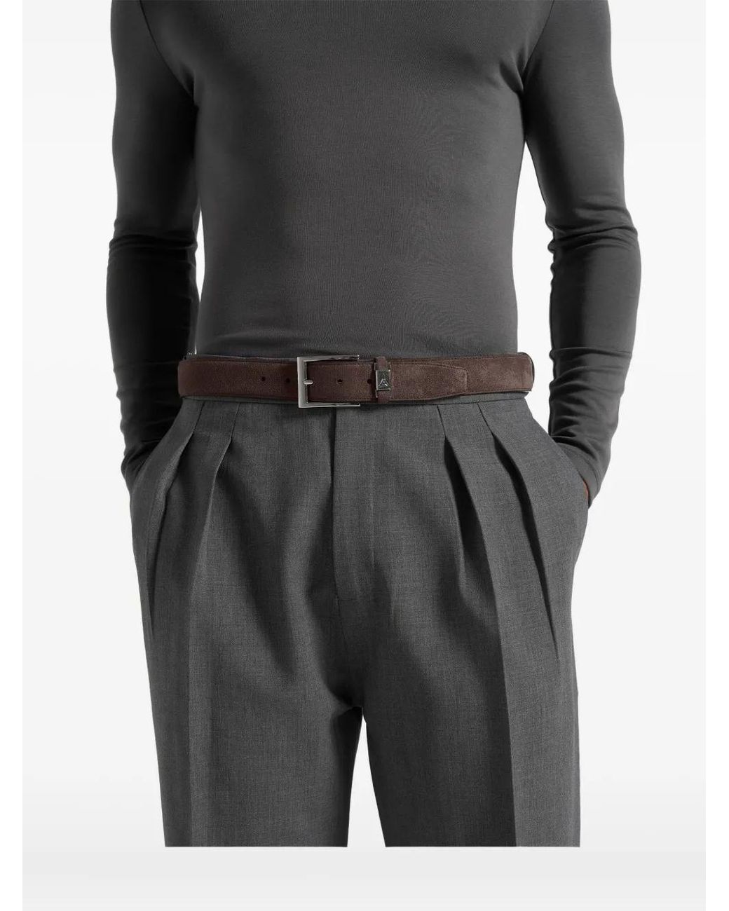 Manière De Voir White Lionel Suede Belt for men