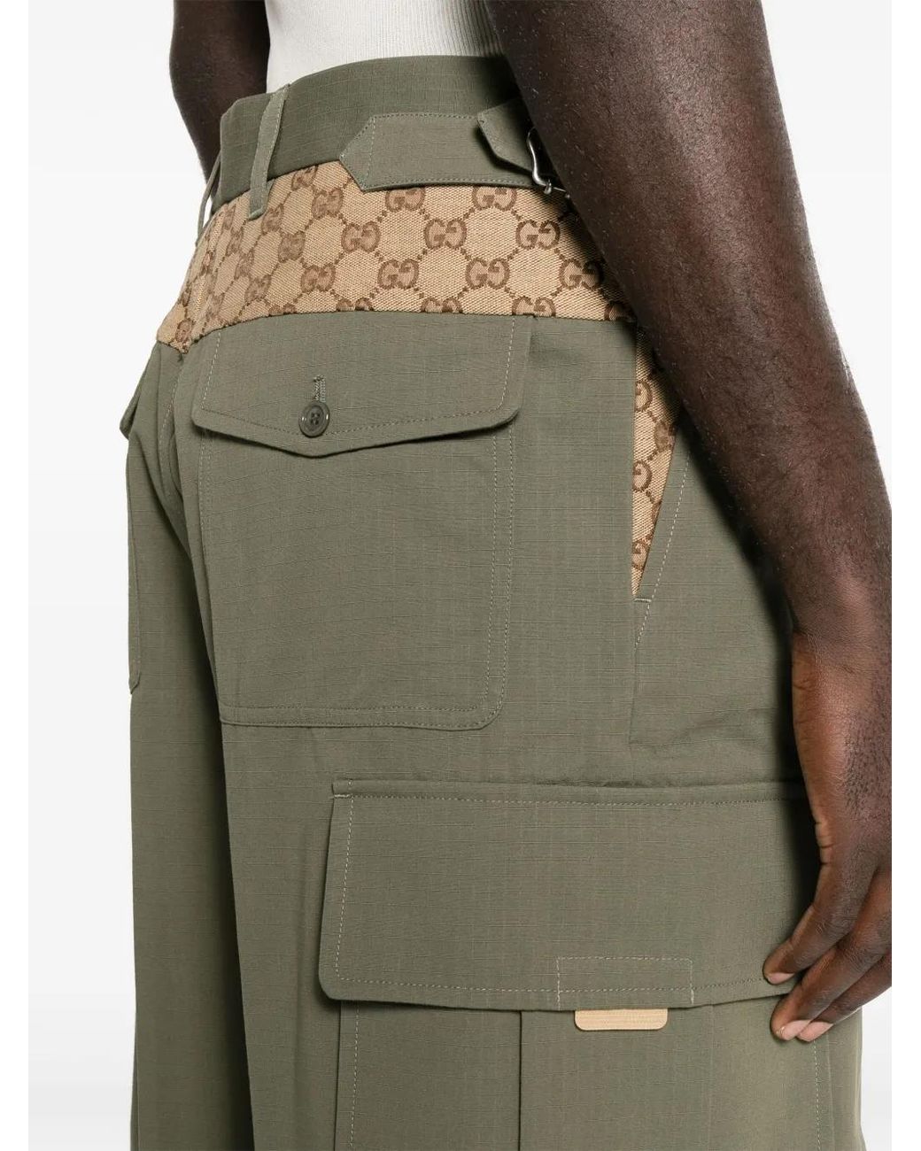 Gucci Mid Waist Cargo Broek Met Vlakken in het Green voor heren