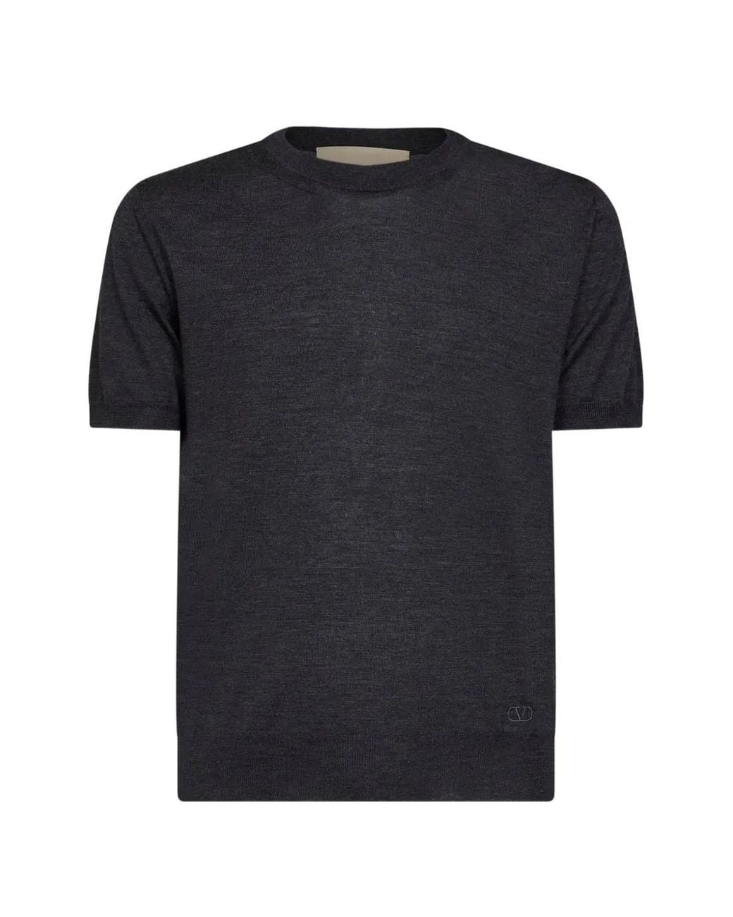 Valentino Garavani Black Short-Sleeve Knitted T-Shirt for men