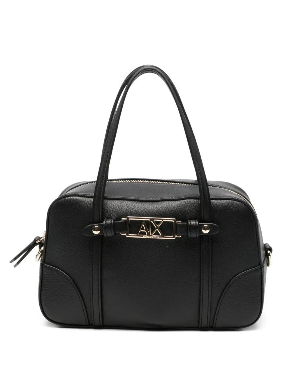 ARMANI EXCHANGE Black Logo-Plaque Tote Bag