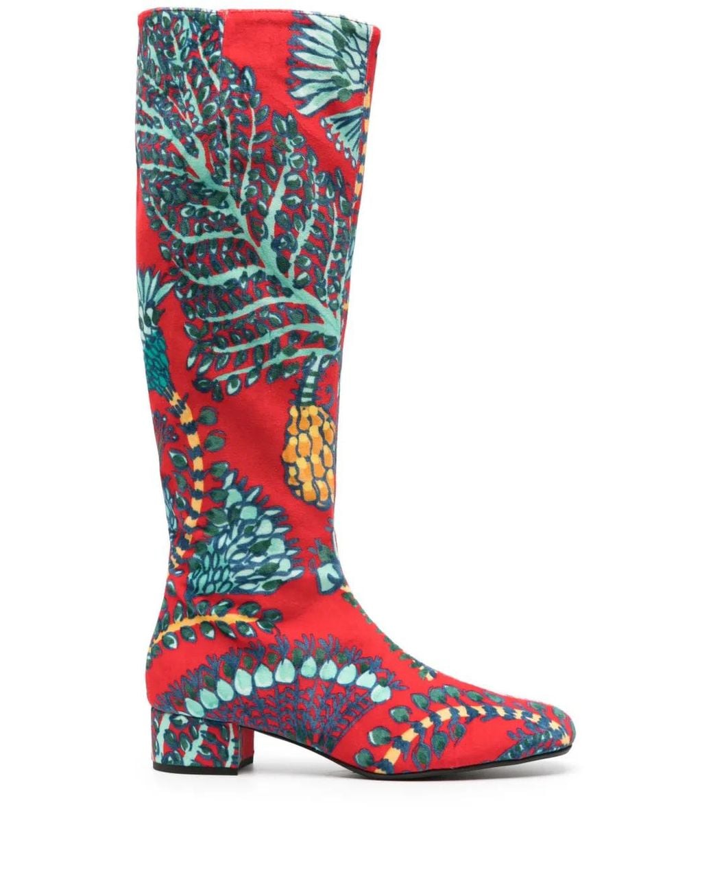 LaDoubleJ Red Edie Velvet Boots