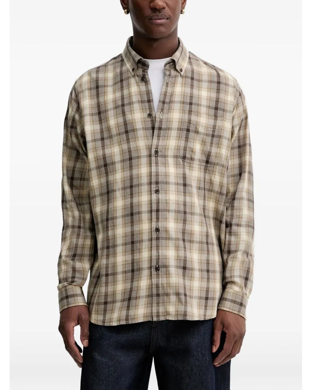 Les Deux Natural Kent Check-Pattern Shirt for men