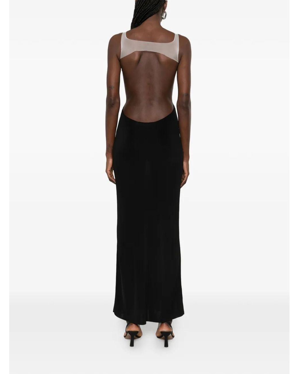 AYA MUSE Black Semi-Sheer Maxi Dress