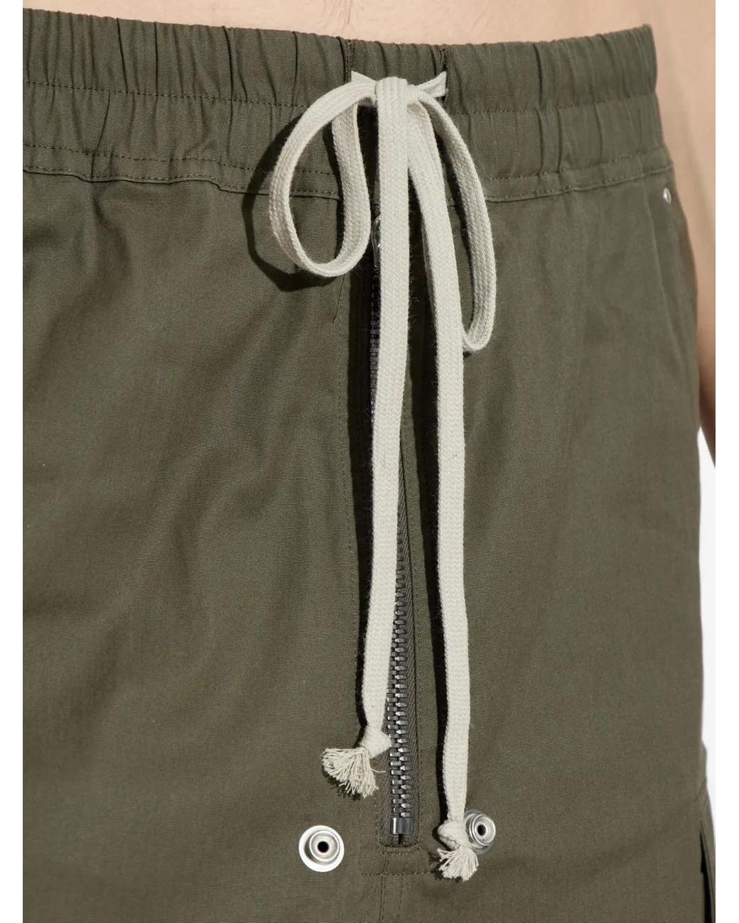 Rick Owens Green Drawstring Cargo Trousers for men