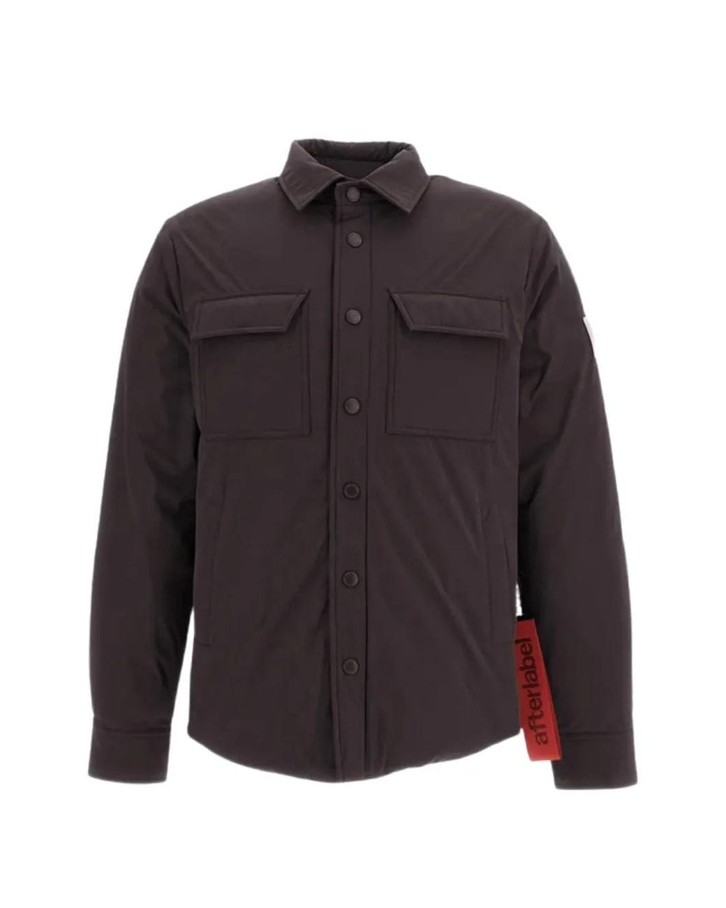 AFTER LABEL Gray Belluno Logo-Patch Padded Shirt Jacket for men