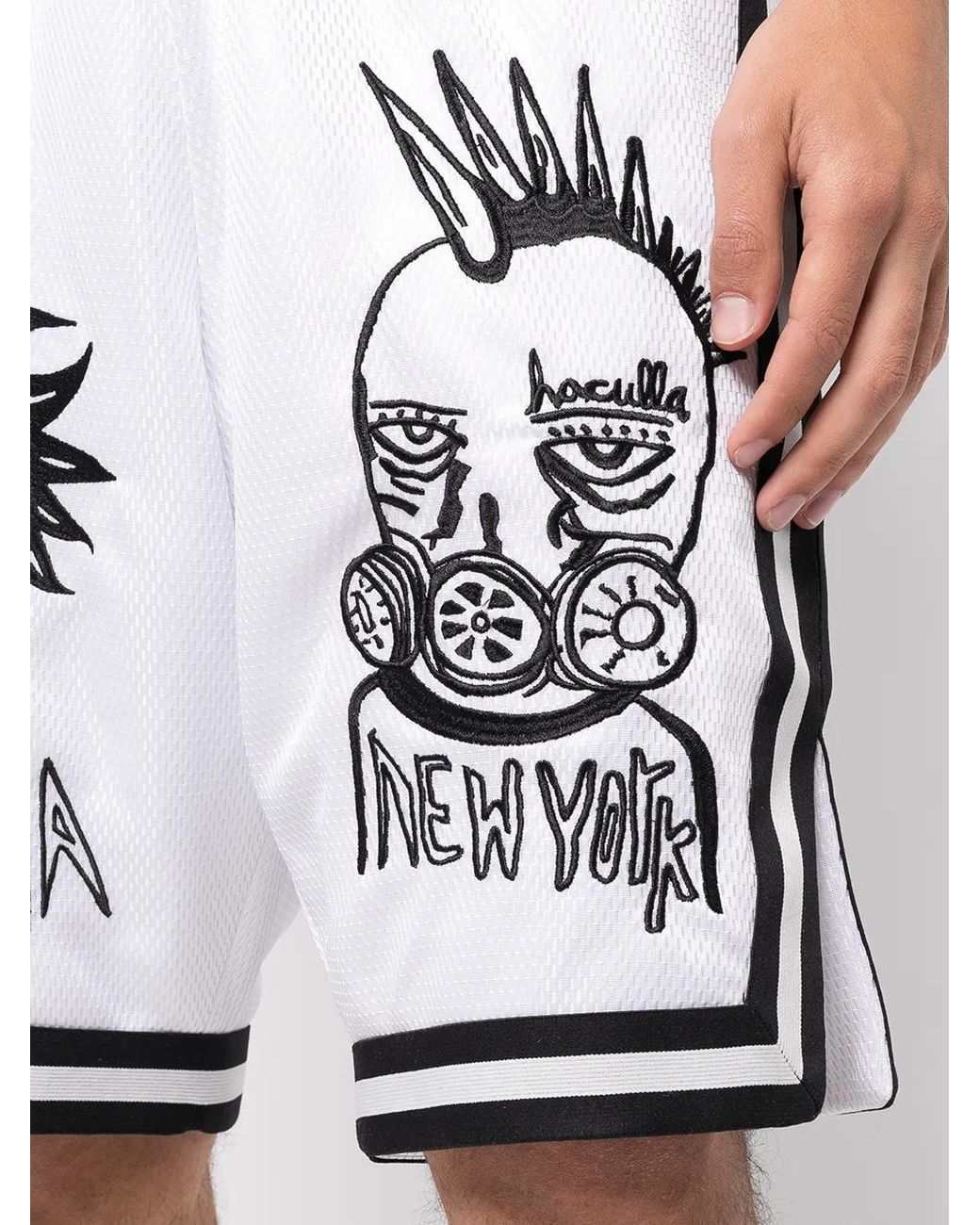 Haculla Black Face Off Print Basketball Shorts for men