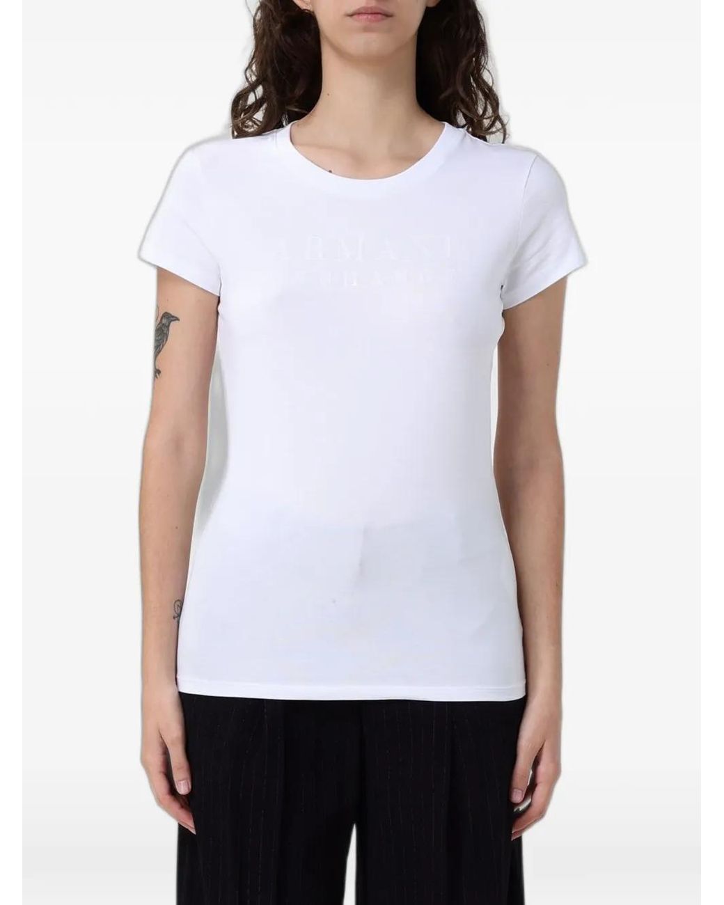 ARMANI EXCHANGE White Logo-Print T-Shirt
