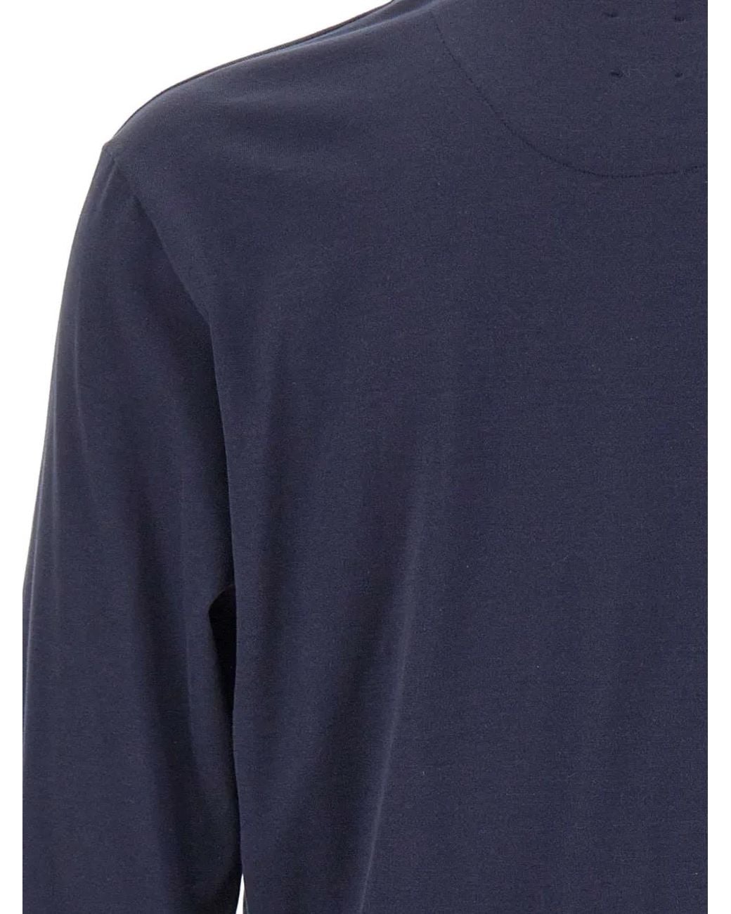 Eleventy Blue Crew-Neck Cotton Sweater for men
