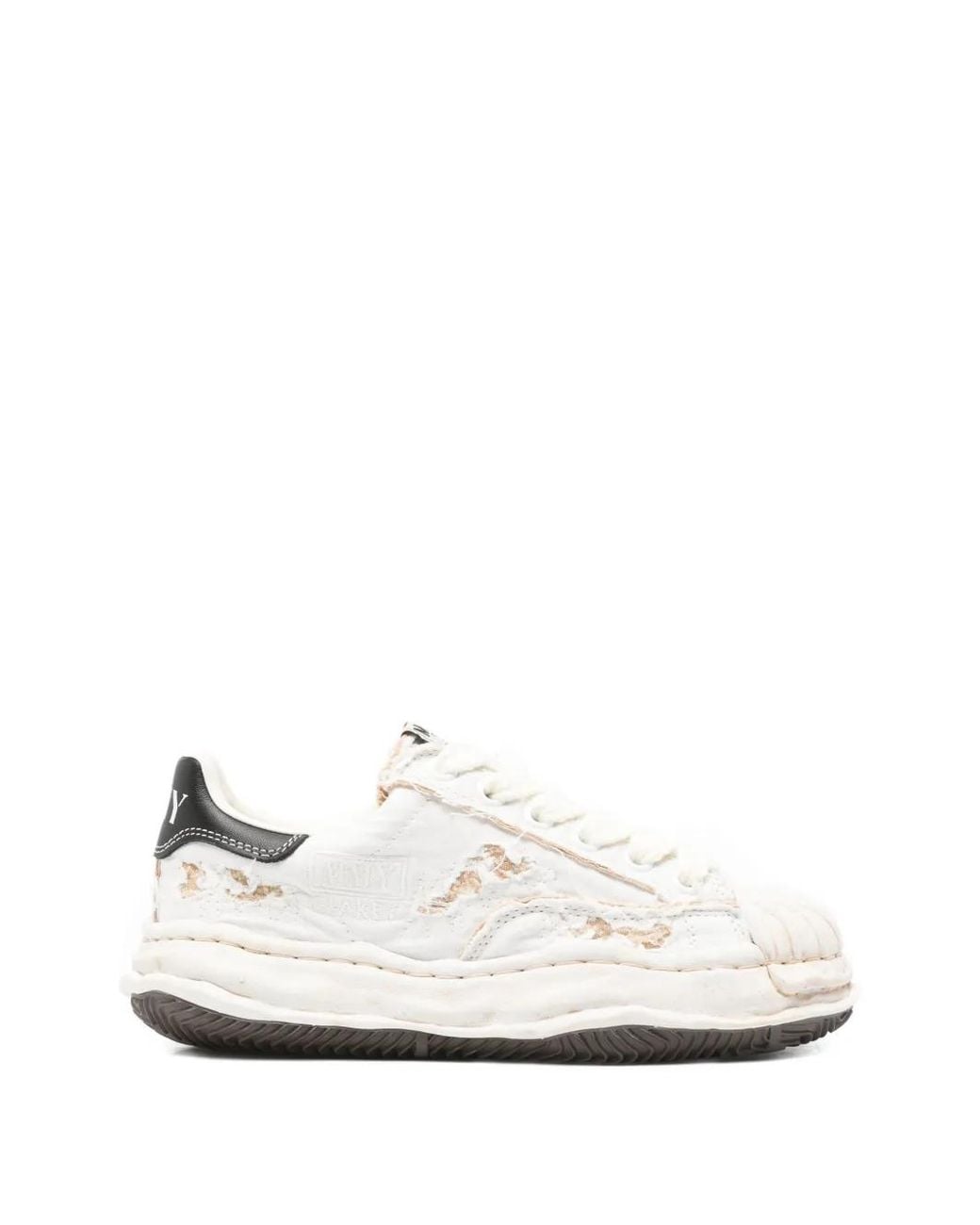 Maison Mihara Yasuhiro White Blakey Og Sole Ripped Overdye Canvas Low-Top Sneakers