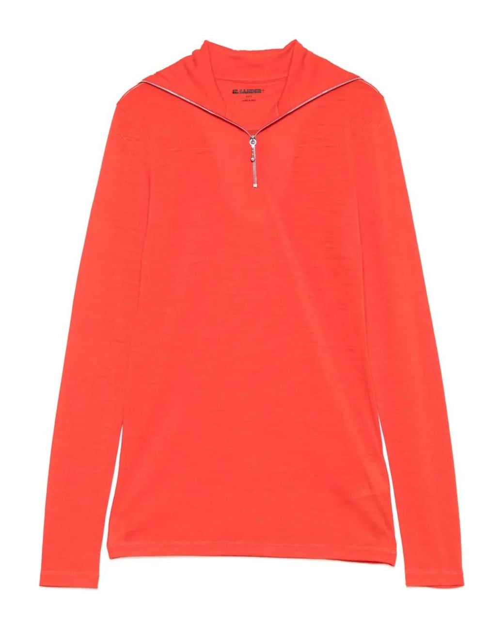 Jil Sander Red High-Neck Zip-Front Sweatshirt
