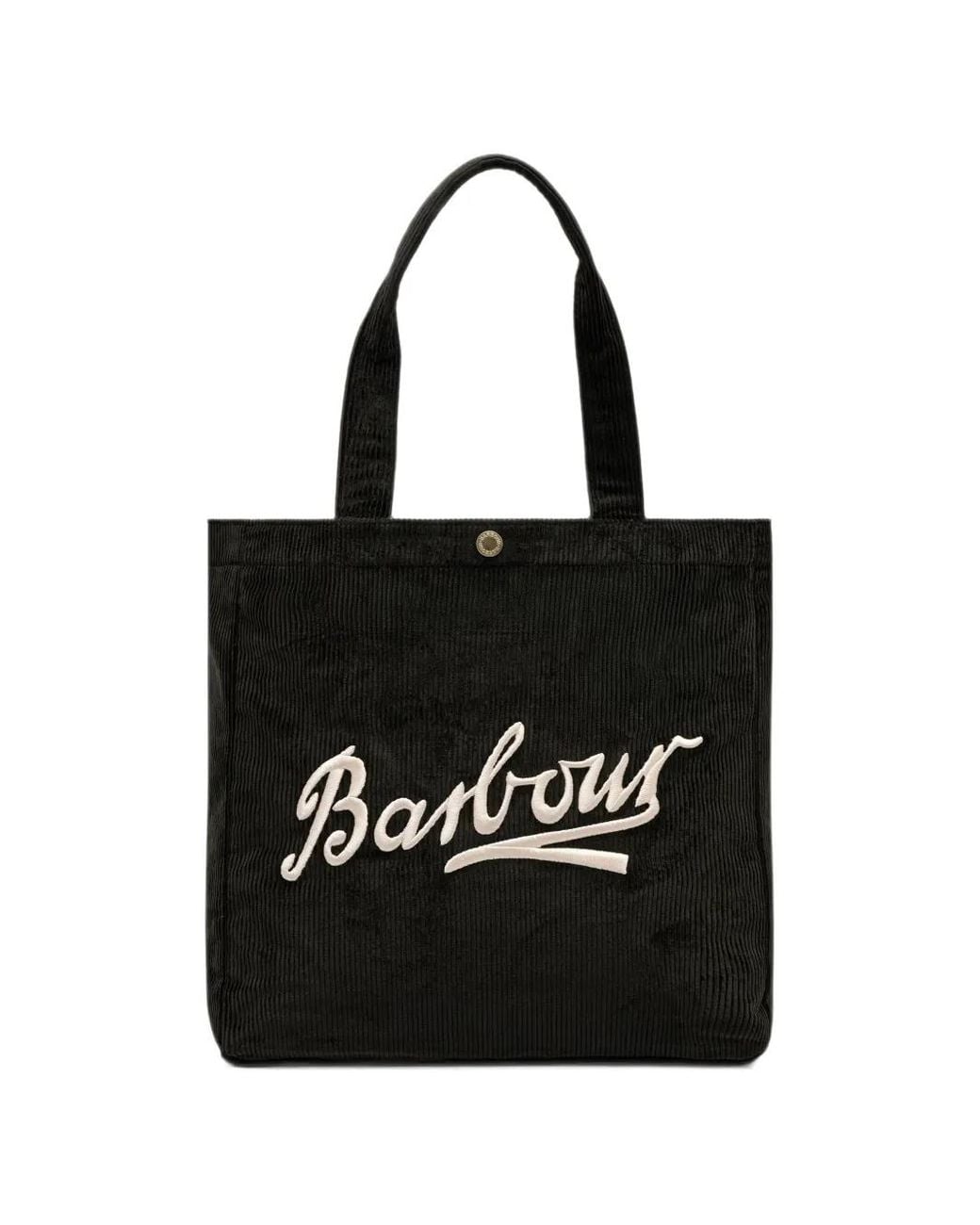 Barbour Black Carrick Cord Logo-Embroidered Tote Bag