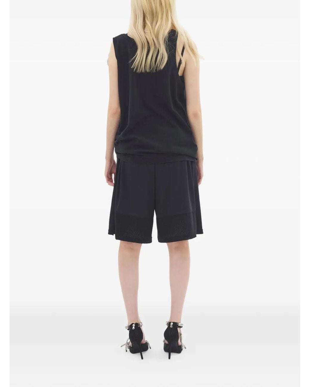 Area Black Logo-Embroidered Knee-Length Shorts