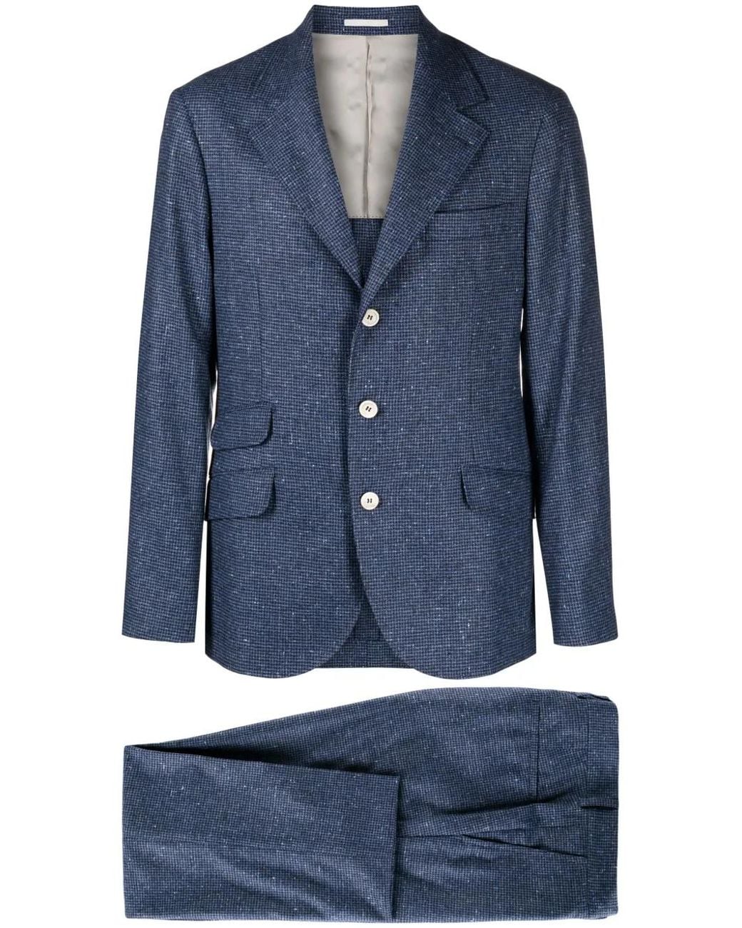 Brunello Cucinelli Blue Single-Breasted Suit for men