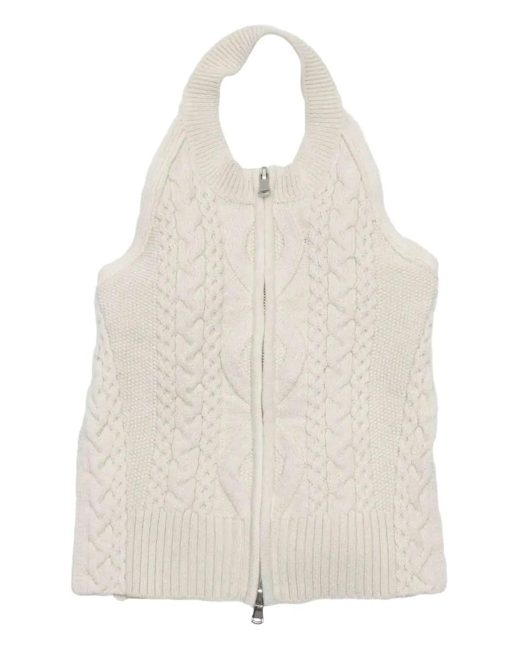 3.1 Phillip Lim Natural Cable-Knit Halterneck Top