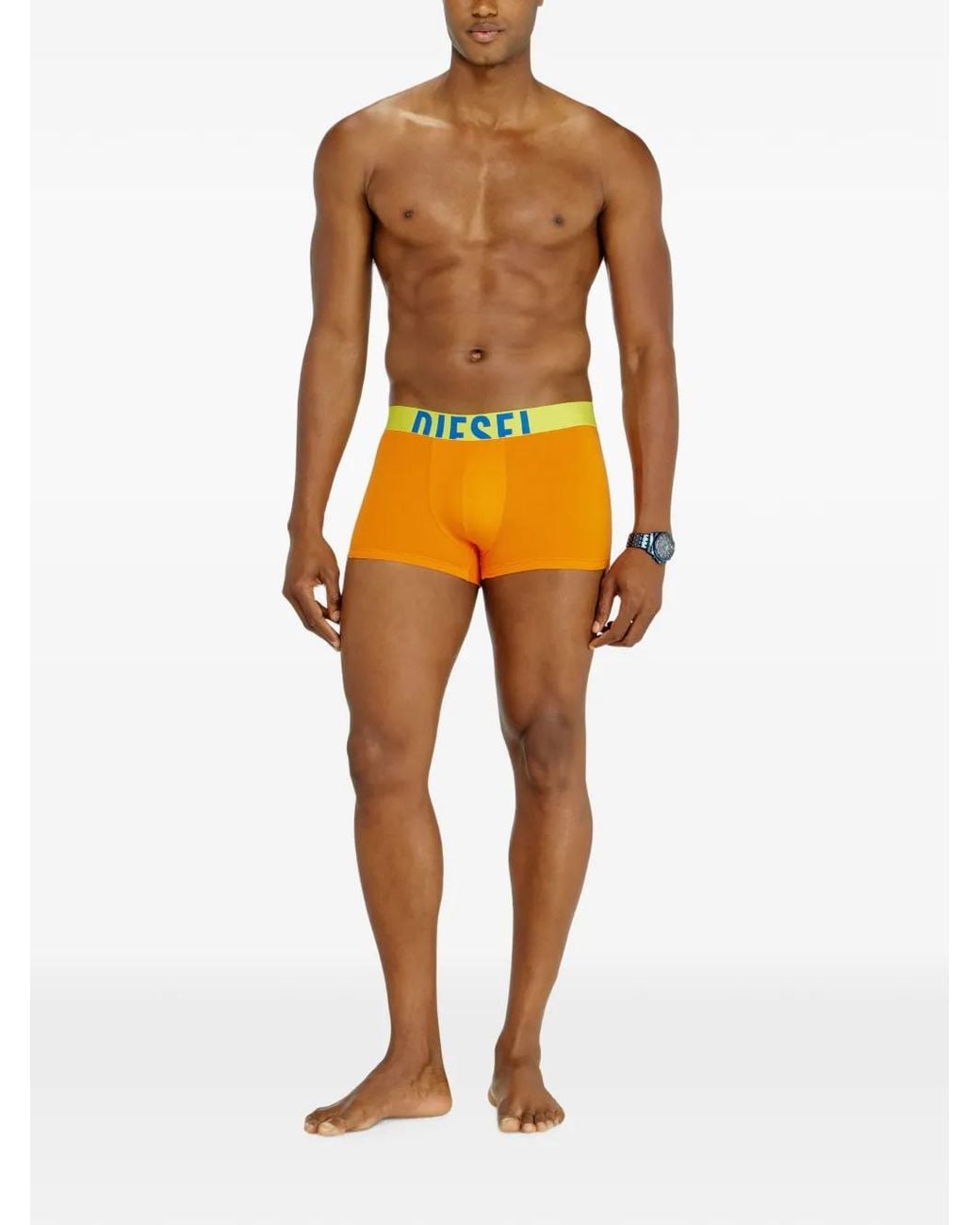 DIESEL Orange Logo-Waistband Graphic-Print Boxer Briefs (Set Of Three) for men