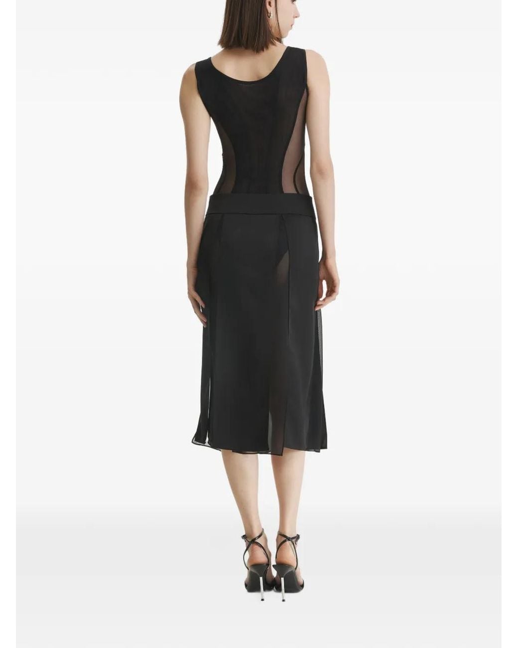 2310 STUDIO Black Slit-Detail Midi Skirt