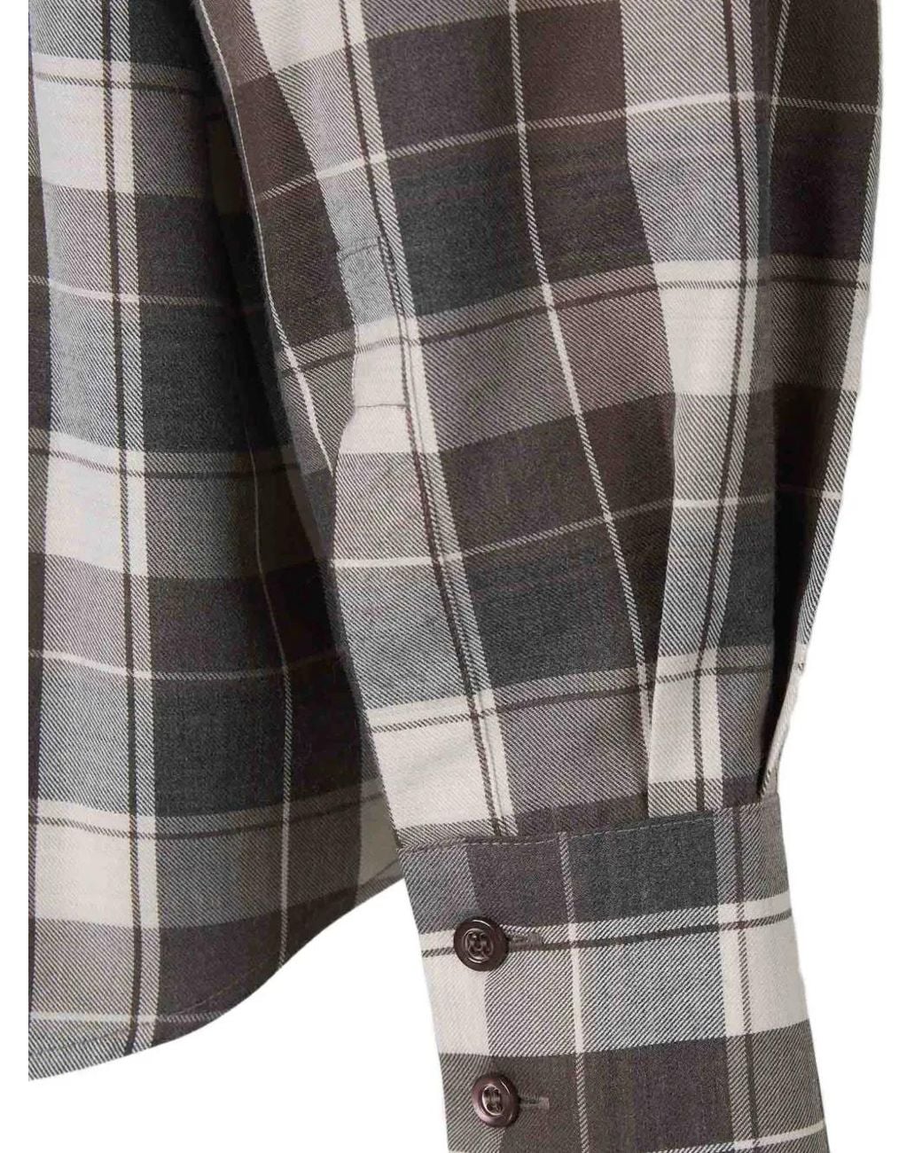Peserico Gray Check-Pattern Shirt
