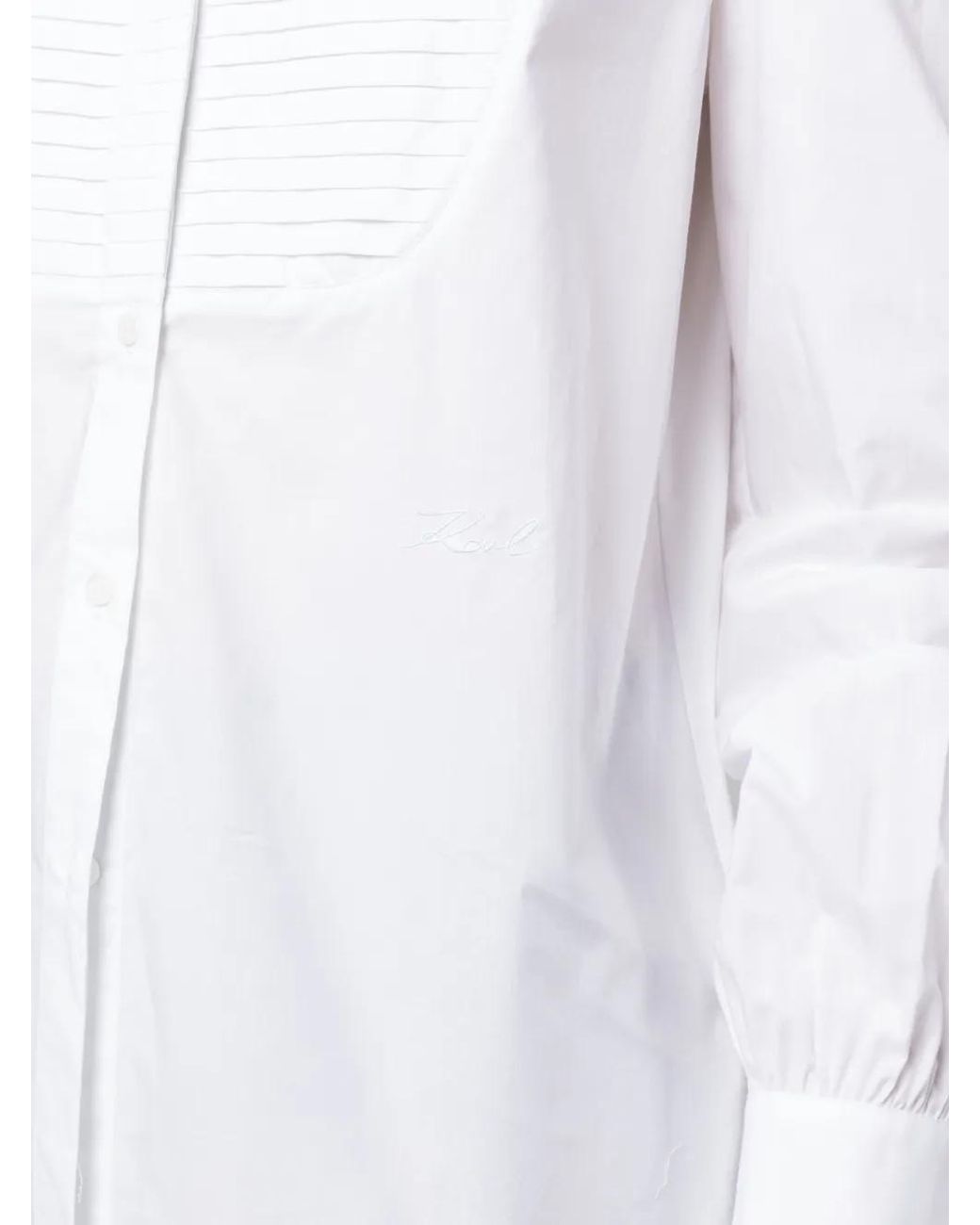 Karl Lagerfeld White Wide-Sleeves Necktie Shirt