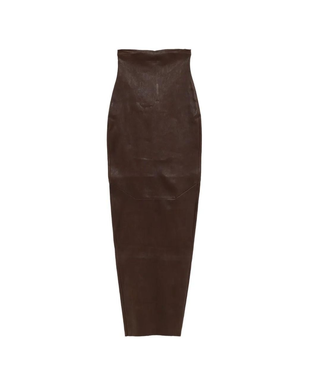 Rick Owens Brown Leather Long Skirt