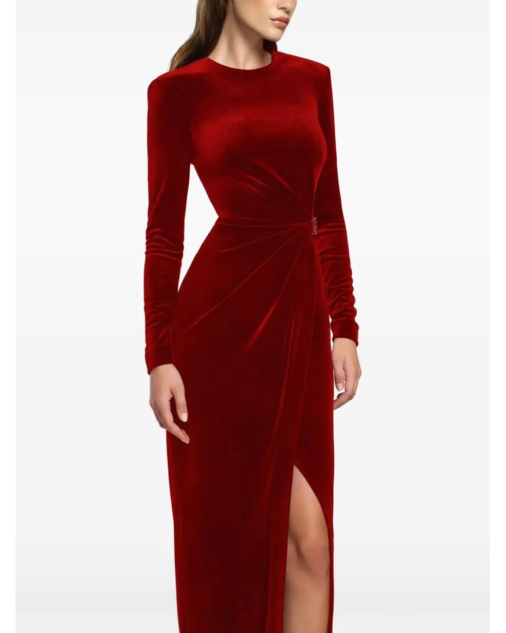Cristallini Vera Gathered-Detail Fitted Maxi Dress