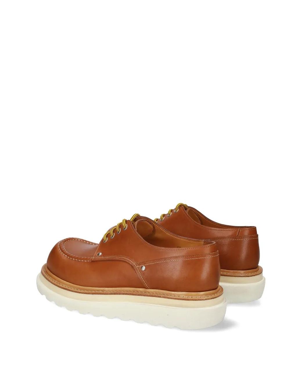Premiata Brown Platform Stitched Leather Shoes for men
