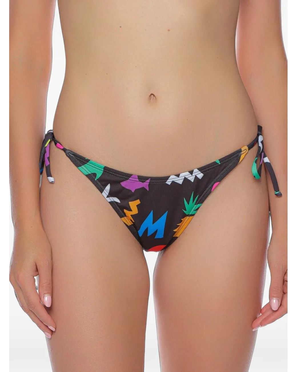 Moschino Blue Graphic-Print Side-Tie Bikini Bottoms