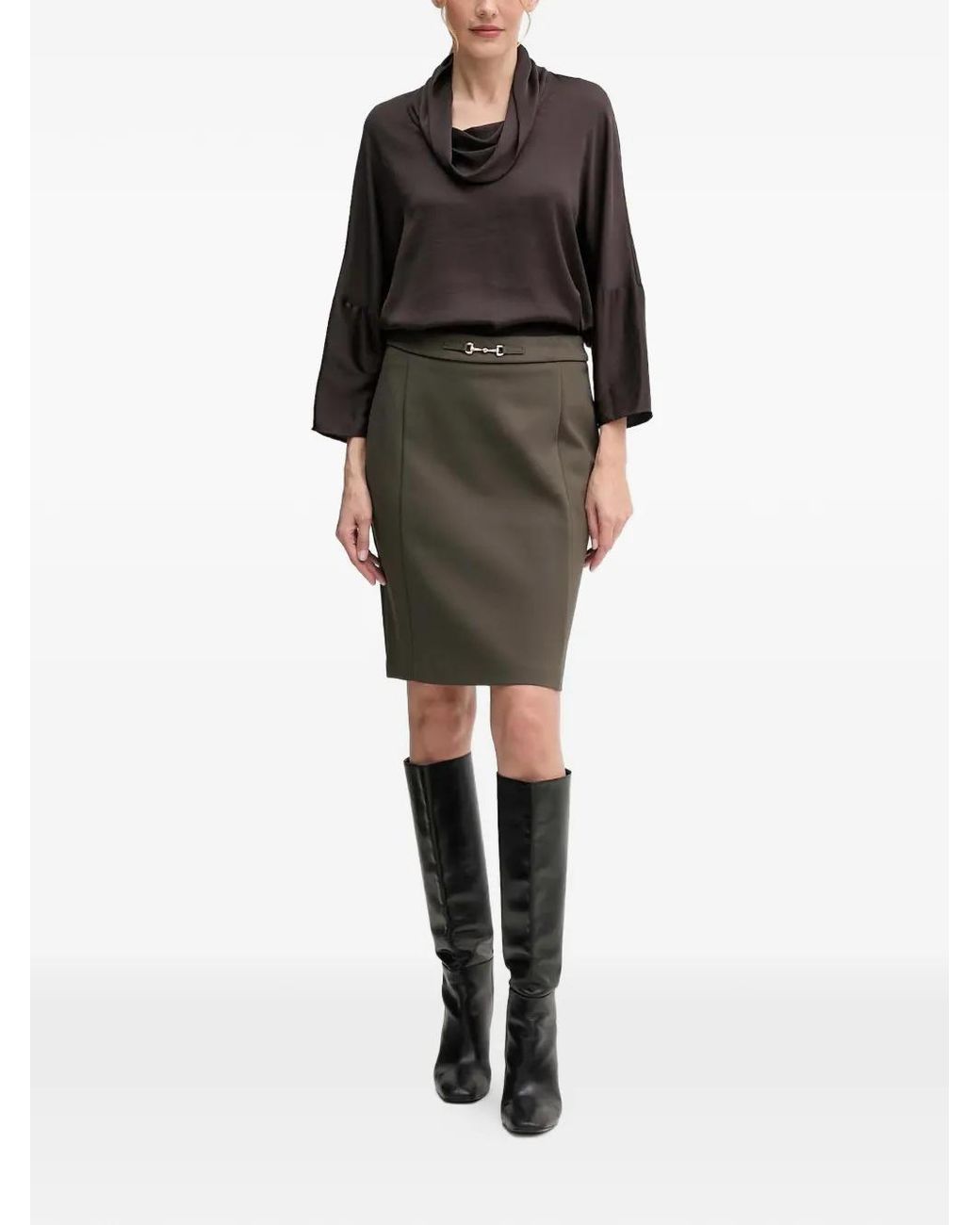 Joseph Ribkoff Black Cowl Neck Button Blouse
