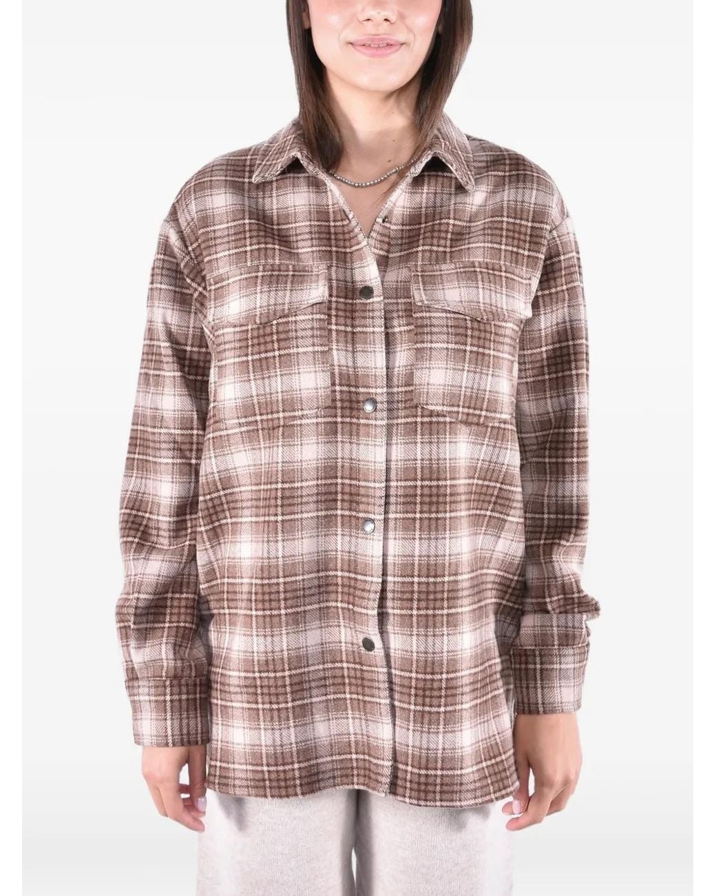 Mc2 Saint Barth Pink Cambry Flannel Overshirt With Tartan Pattern And Logo Embroidery