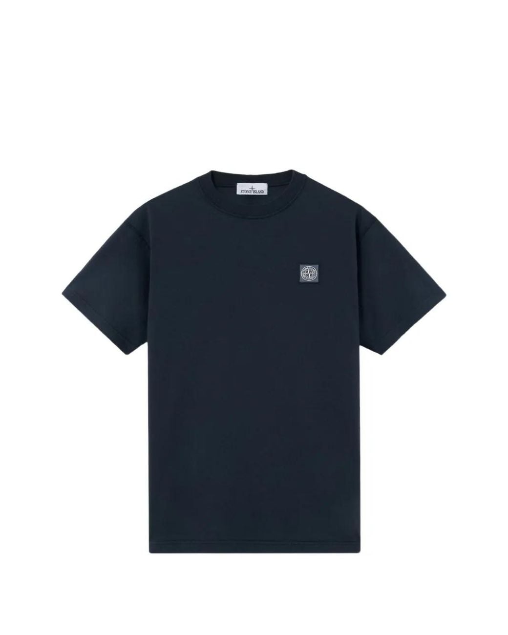 Stone Island Blue 2100026 Organic Cotton Jersey 'Fissato' Effect Slim-Fit T-Shirt With Compass Patch for men