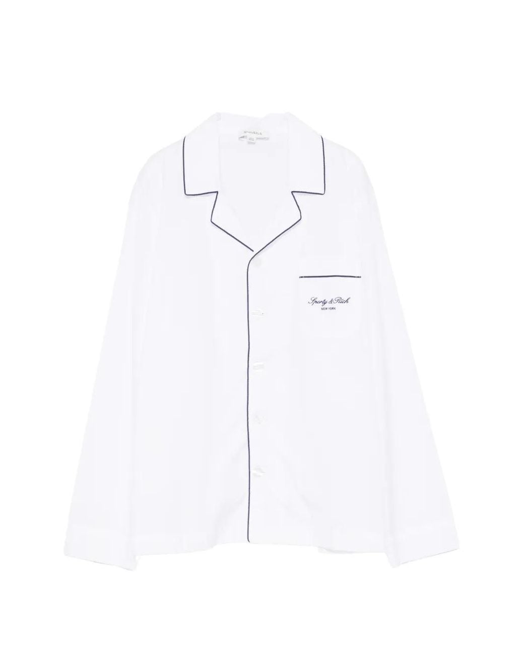 Sporty & Rich White Piping-Detail Shirt