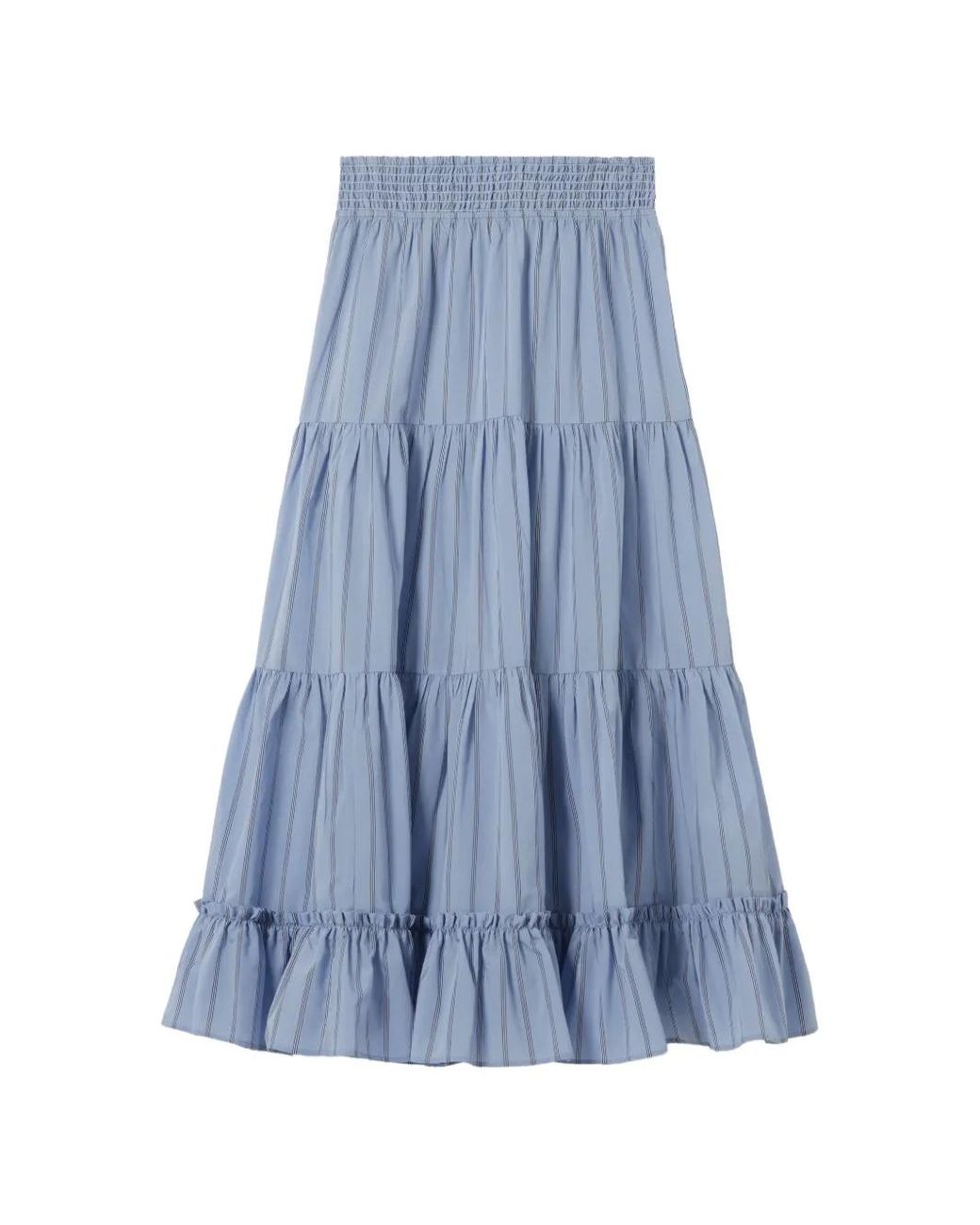 Jupe Trapèze Rayée À Volants Claudie Pierlot en coloris Blue