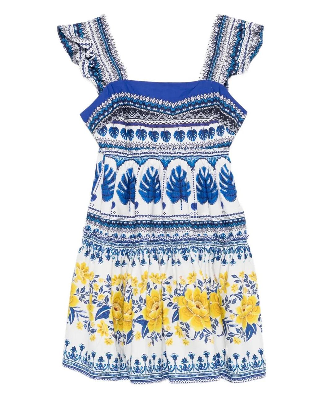 FARM Rio Zuli Floral-Print Ruffled Mini Dress in Blue | Lyst UK