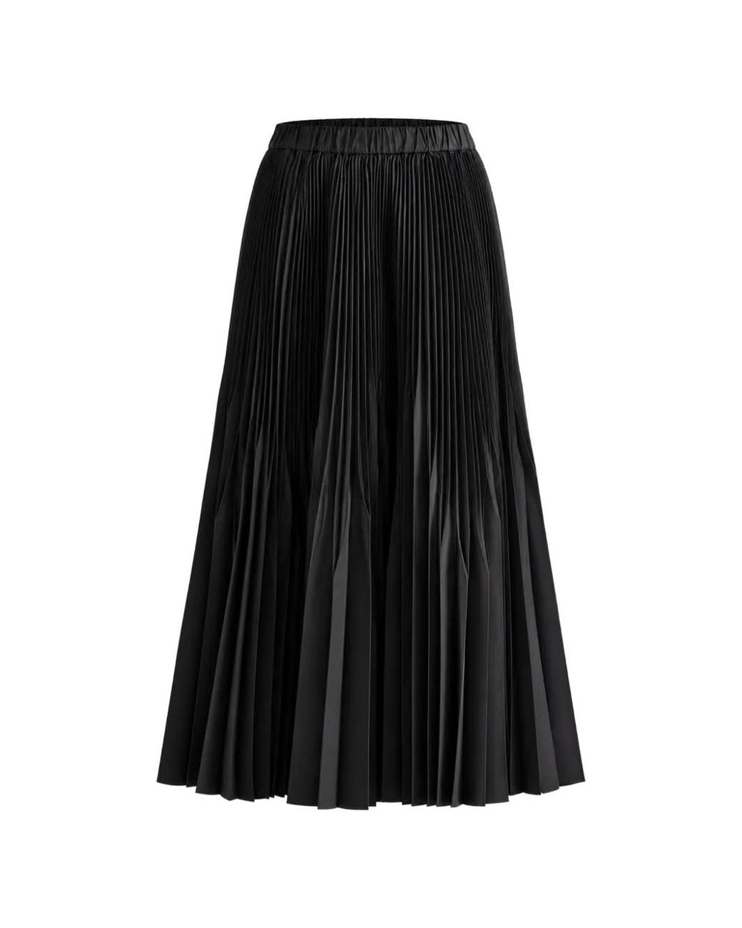 MEIMEIJ Black Pleated A-Line Maxi Skirt
